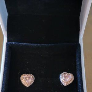 Pandora Pink Heart Studs in Original box